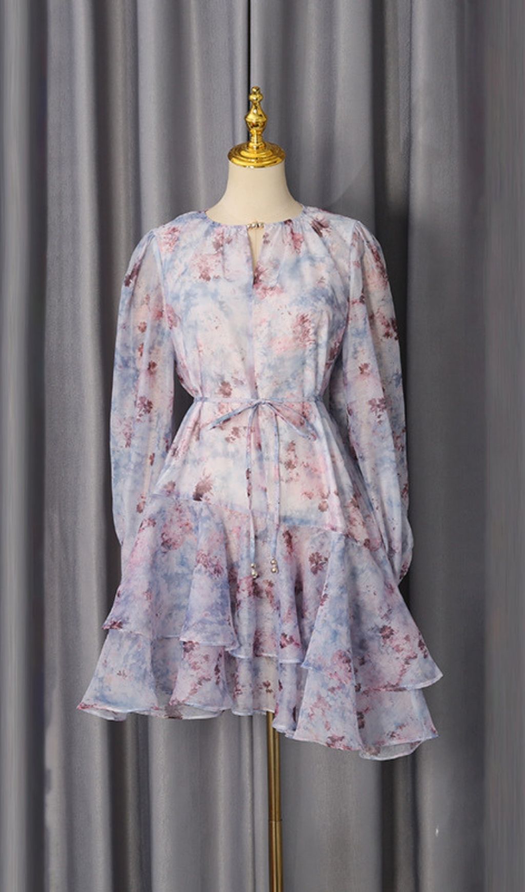 Fashionslee Women Madigan Printed Long Sleeve Mini Dress