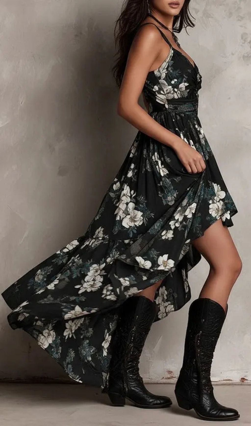 bac5da4d6a5b87825e038711ac9038ee.jpg Fashionslee Women Black Bohemian Floral Print Irregular Strapless Maxi Dress