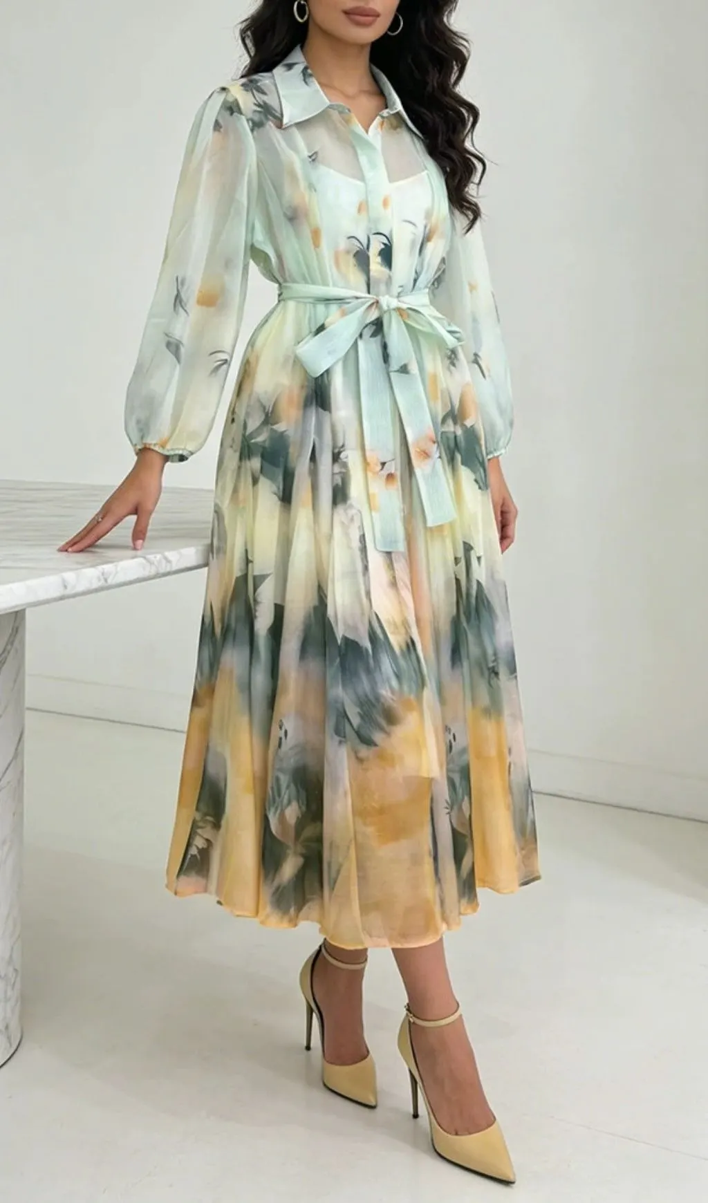 Keyra Printed Long Sleeve Maxi Dress - OWNCI Keyra Printed Long Sleeve Maxi Dress - OWNCI