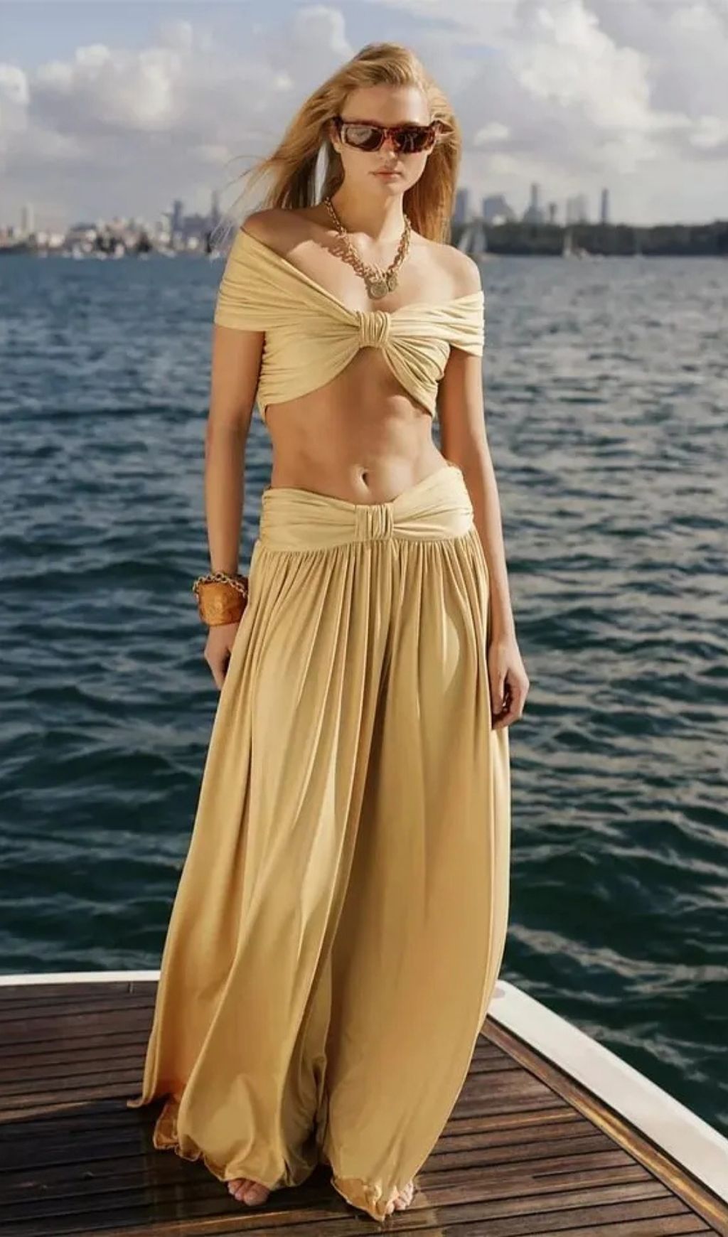 bc4593ea9df0ea99bba5cfcd18896921 Pleated Top & Maxi Skirt Set - Beige