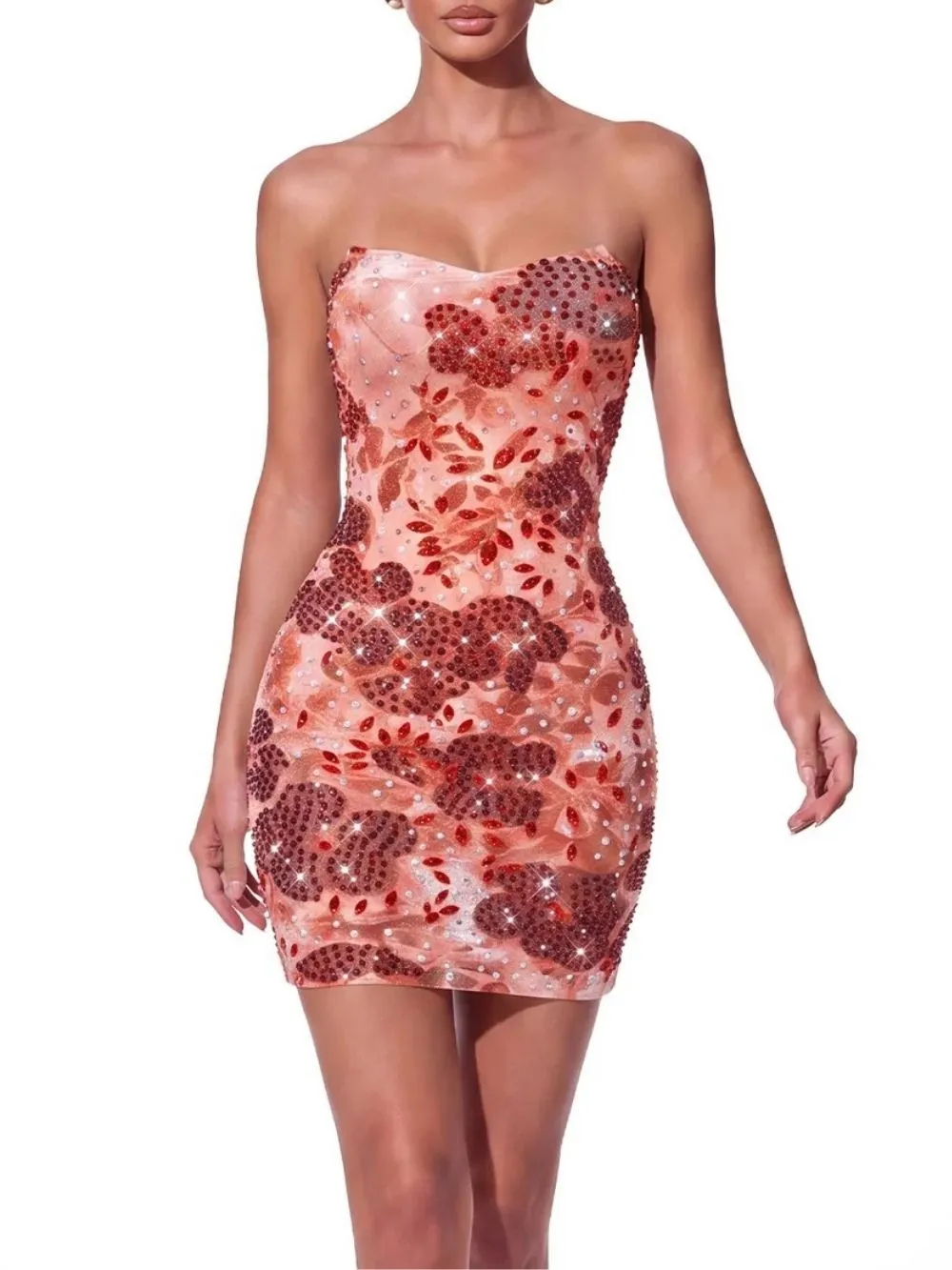 Nyvara Strapless Crystal Mini Dress - OWNCI