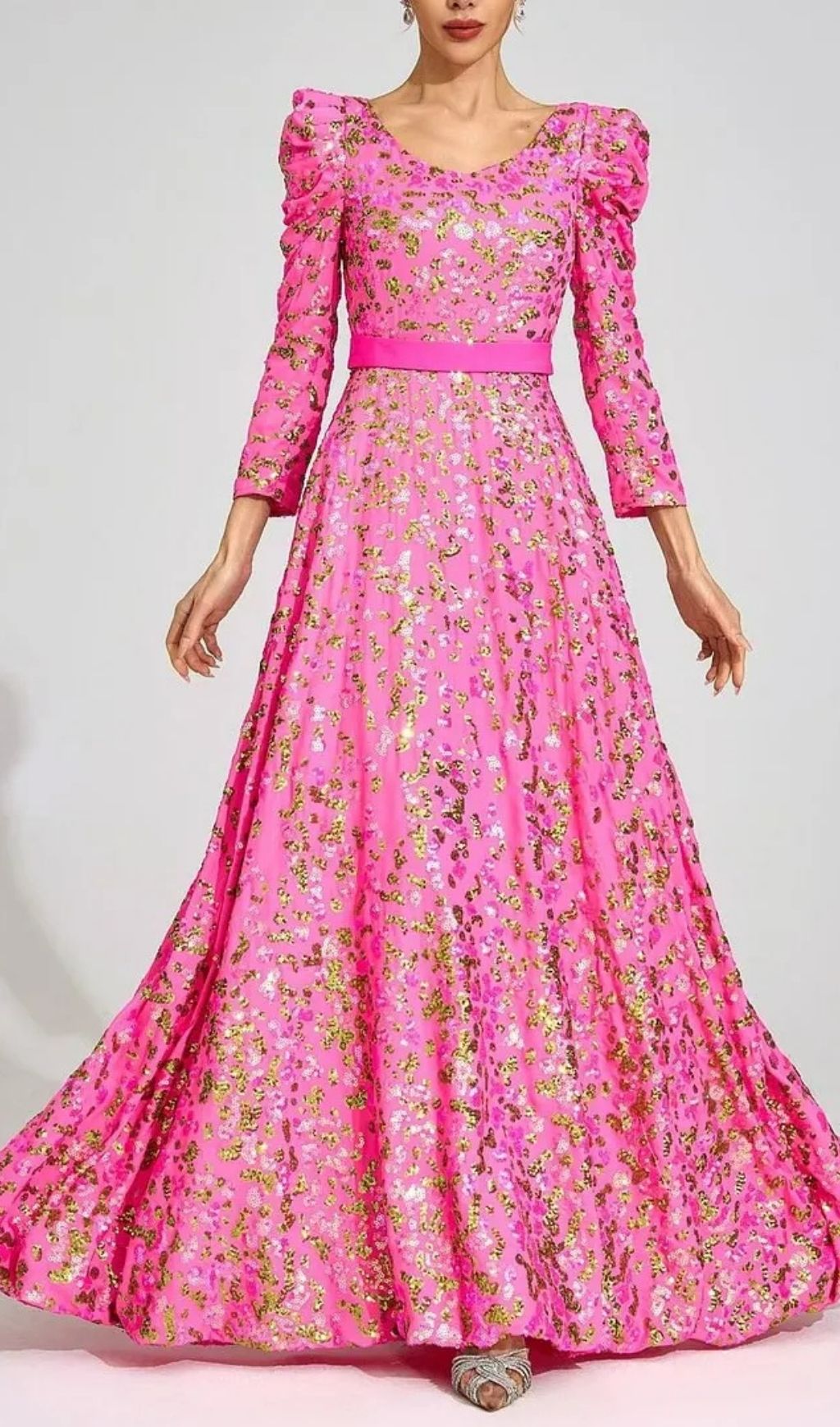 Zenobia Rose Red Sequin Print Maxi Dress - OWNCI Zenobia Rose Red Sequin Print Maxi Dress - OWNCI