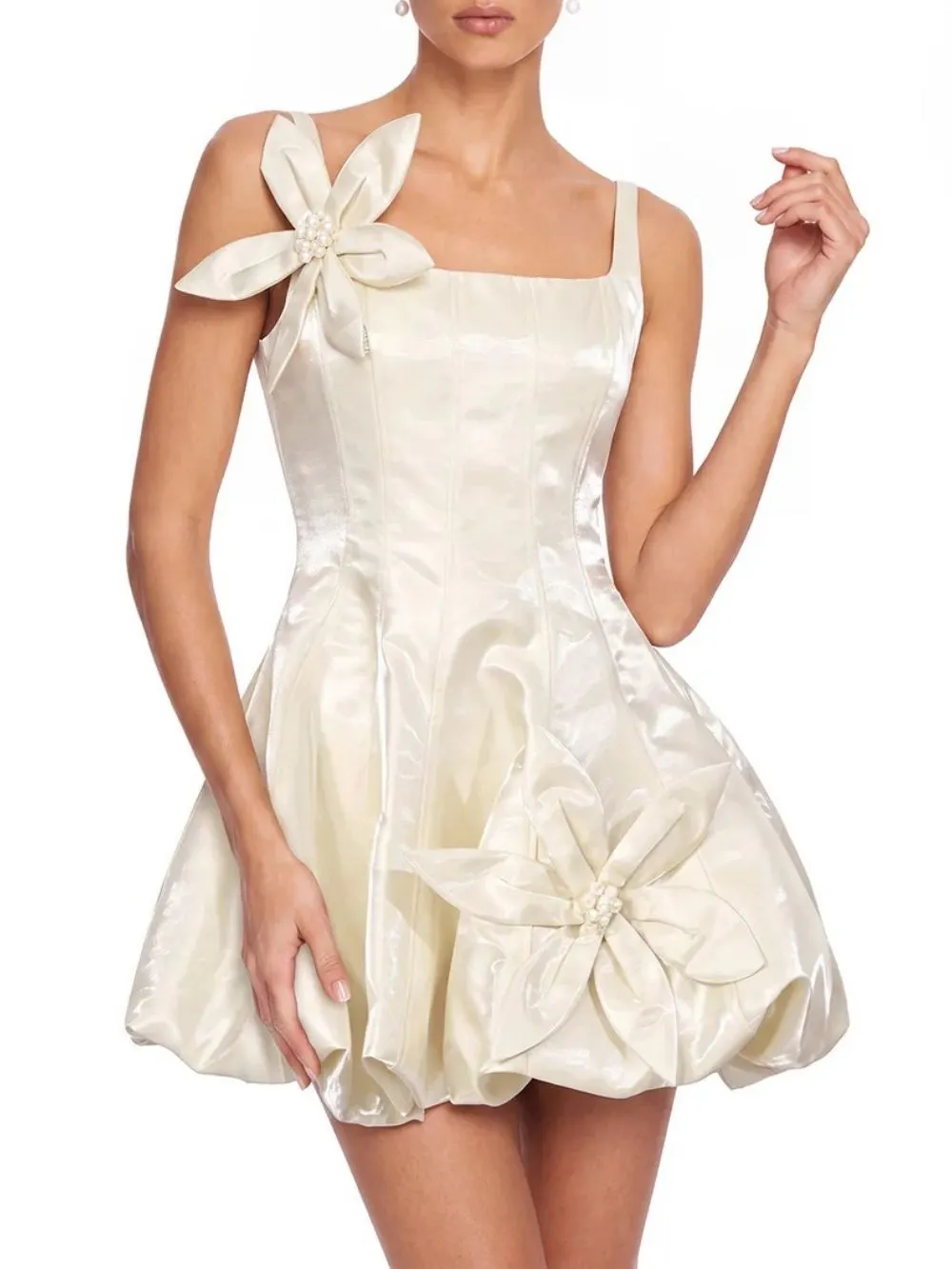 Fenlora Flower Bubble Mini Dress