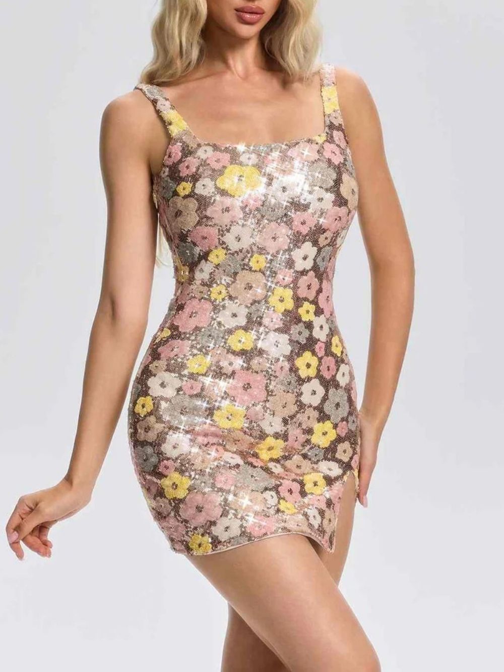Velmora Floral Sequin Mini Dress