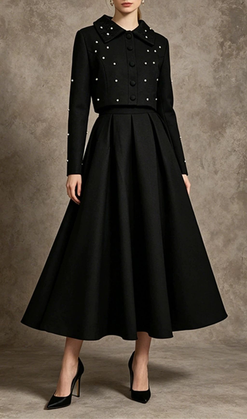 Fashionslee Women Lesly Black Embellished Two-Piece Set