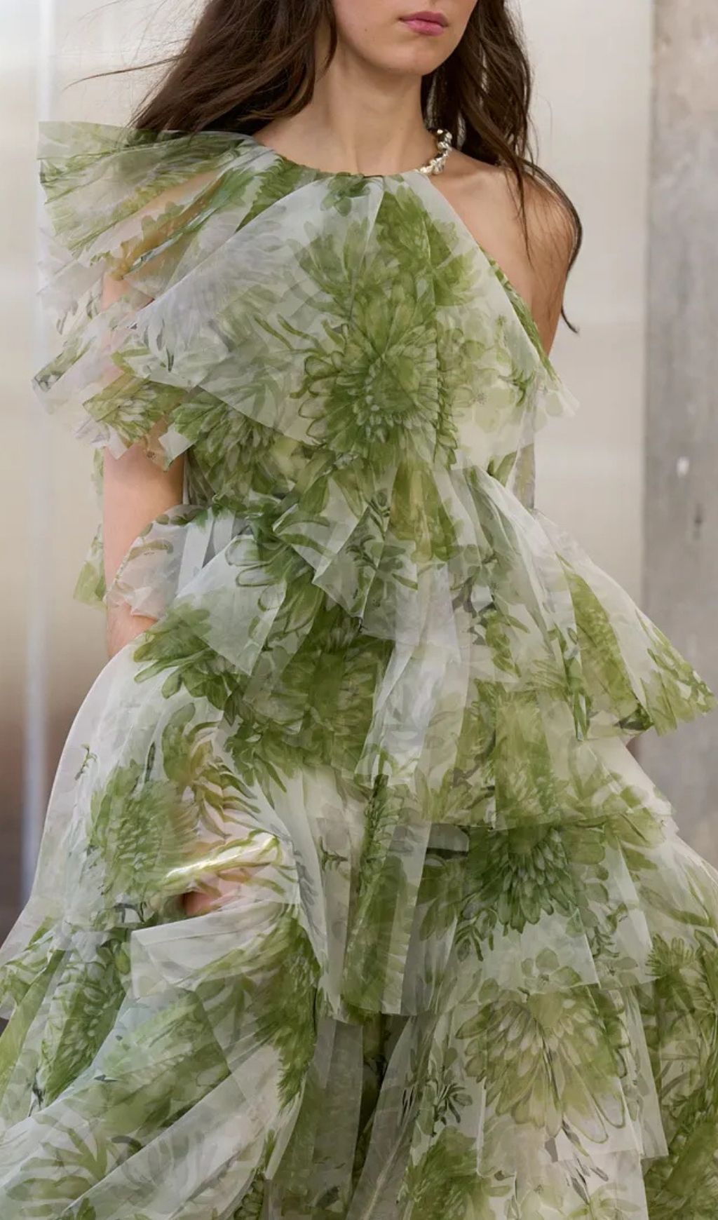 Claire Green Floral Print Pleated Layer Maxi Dress - OWNCI Claire Green Floral Print Pleated Layer Maxi Dress - OWNCI