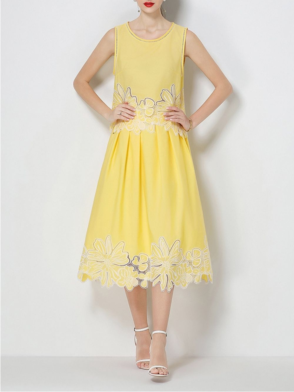 Mahlia Yellow Flower Two-Piece Set - OWNCI