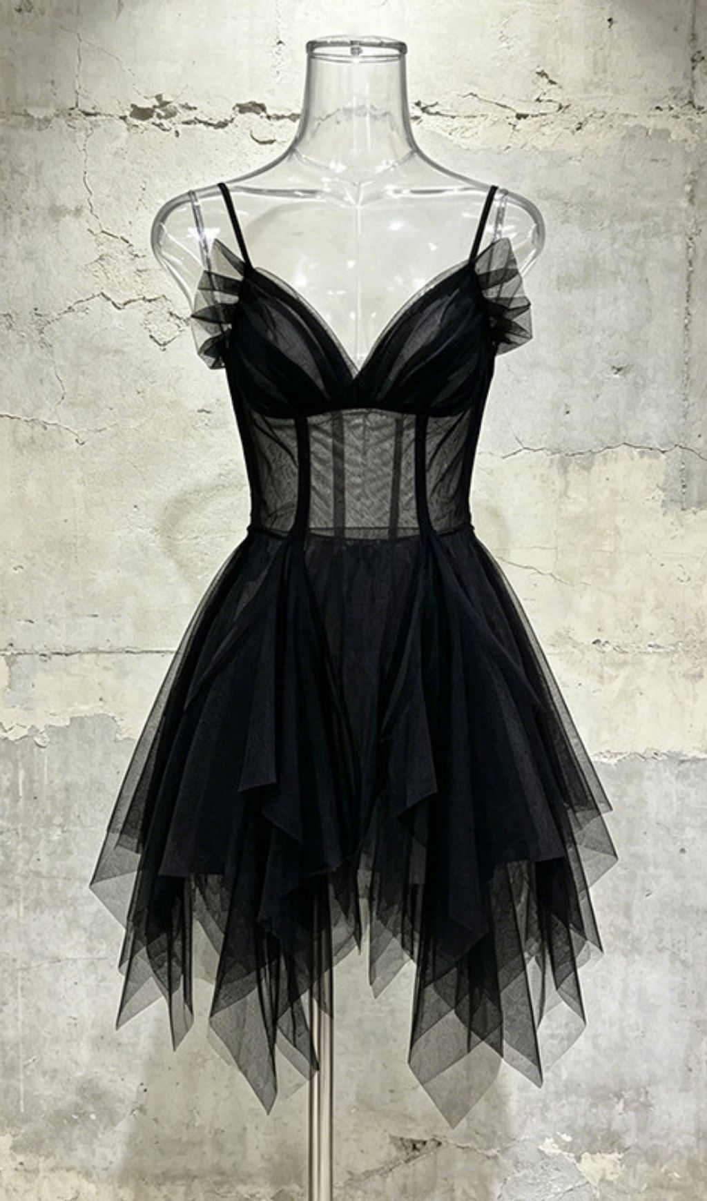 Fashionslee Women Liana Black Mesh Mini Dress