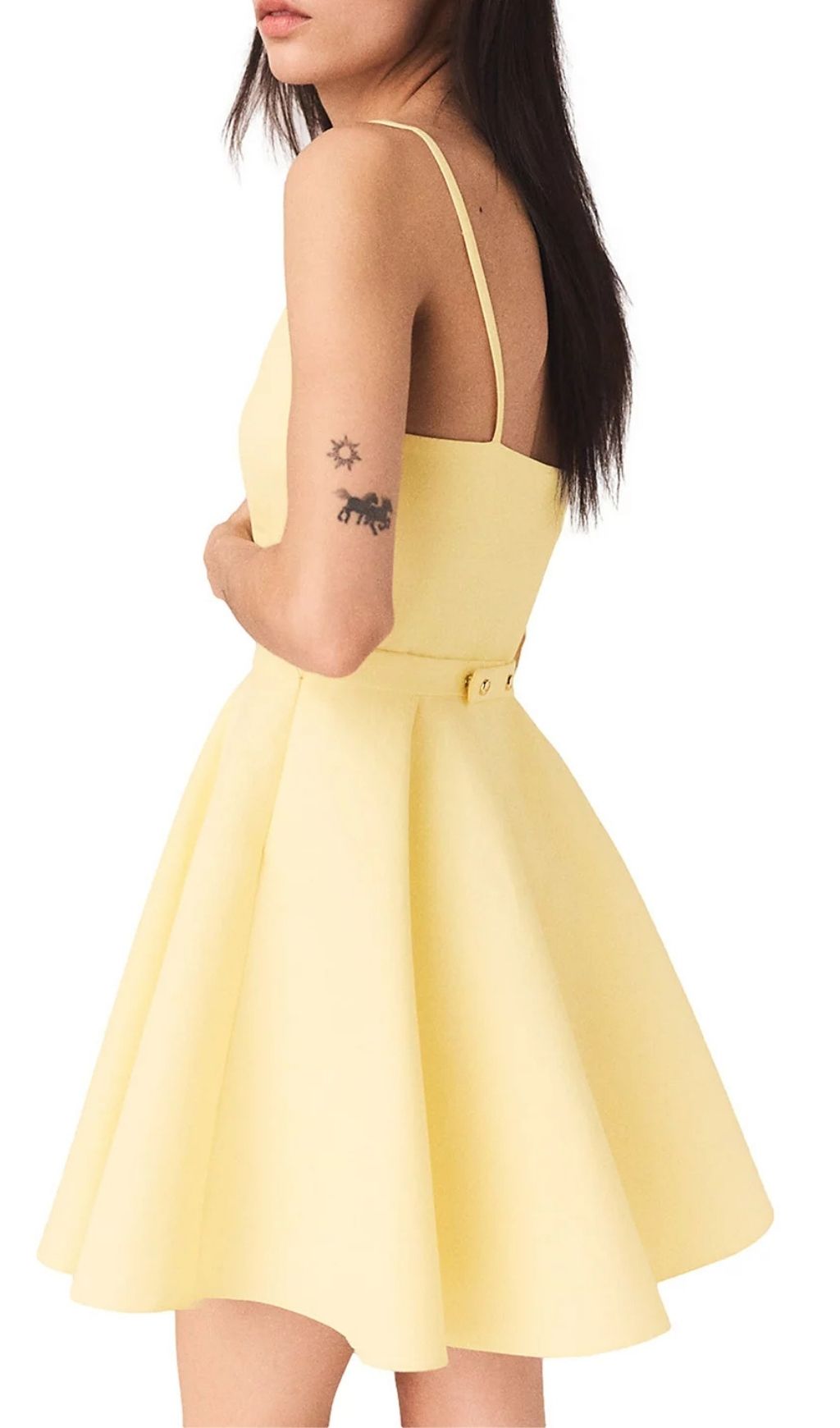 Fashionslee Women Strappy Flared Dress - Pale Yellow