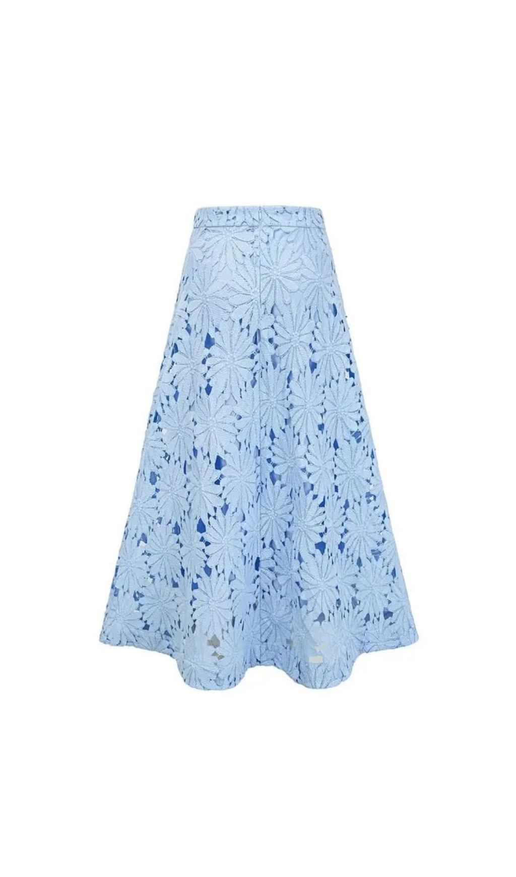 Penny Openwork Floral Lace Blouse Maxi Skirt Set - Blue