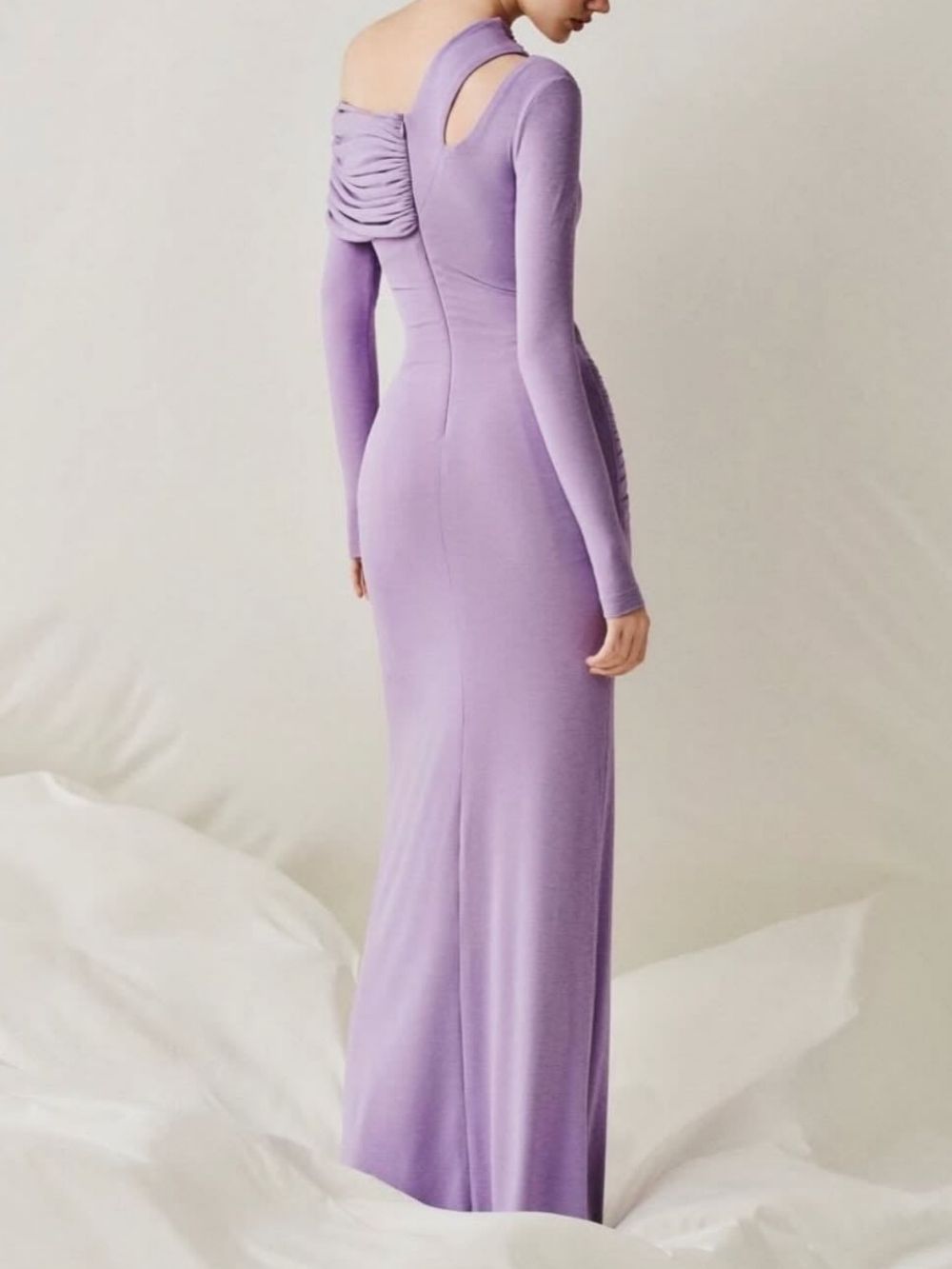 Fashionslee Women Riveno One Shoulder Ruched Maxi Dress