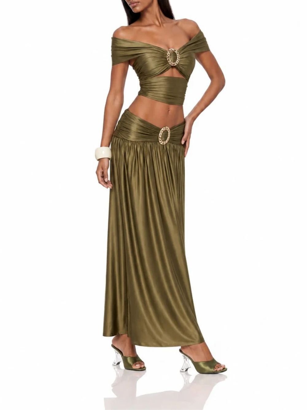 Pravena Off Shoulder Ruched Skirt Set - OWNCI Pravena Off Shoulder Ruched Skirt Set - OWNCI