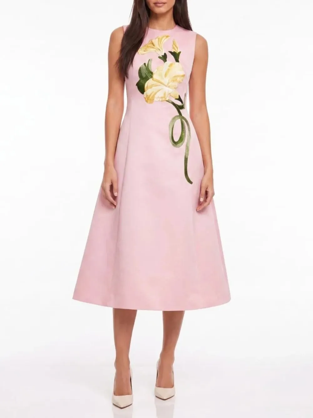 Daryne Sleeveless Flower Midi Dress
