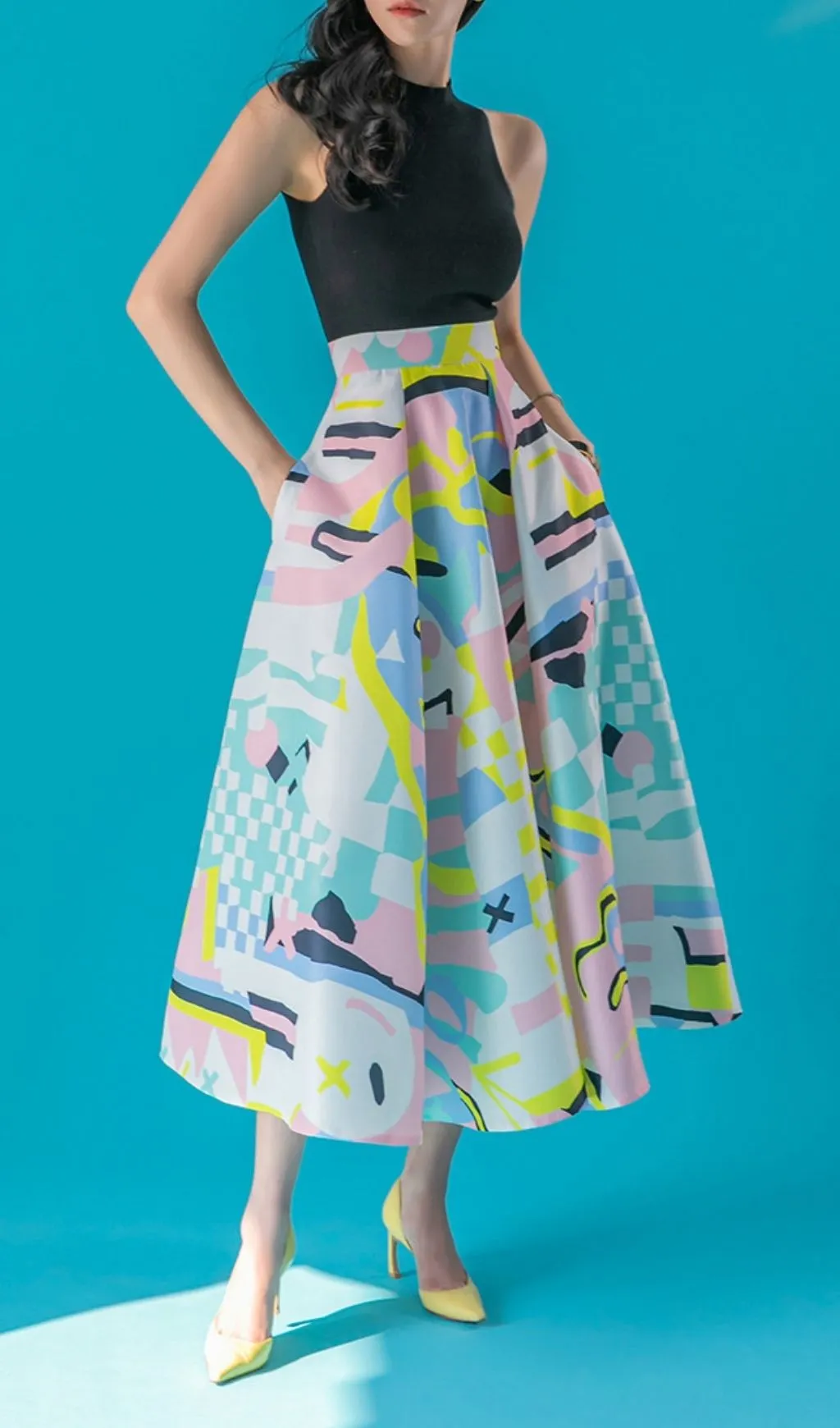 Fashionslee Women Lilike Printed Midi Skirt