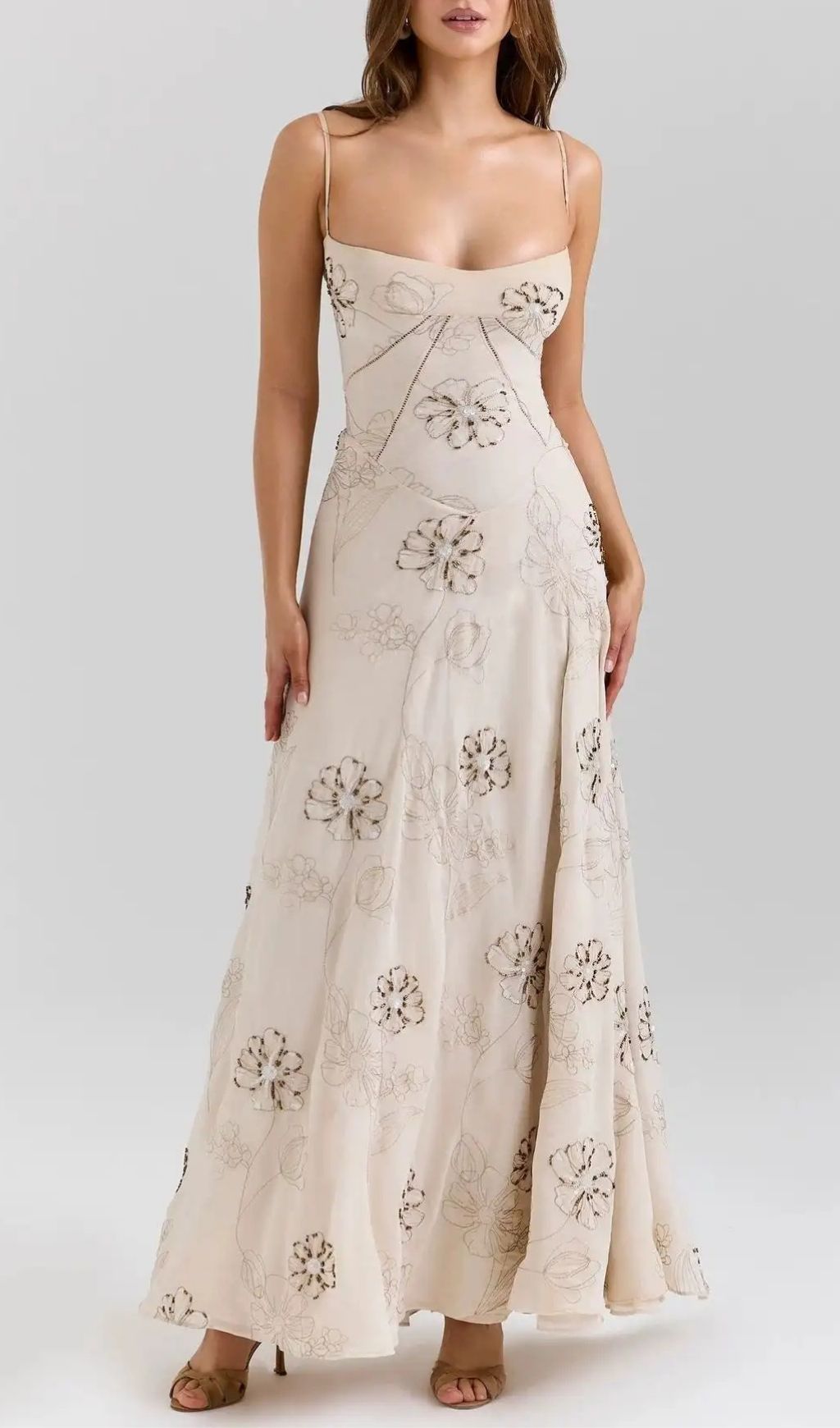 Vintage Embroidered Hollow Slip Maxi Dress