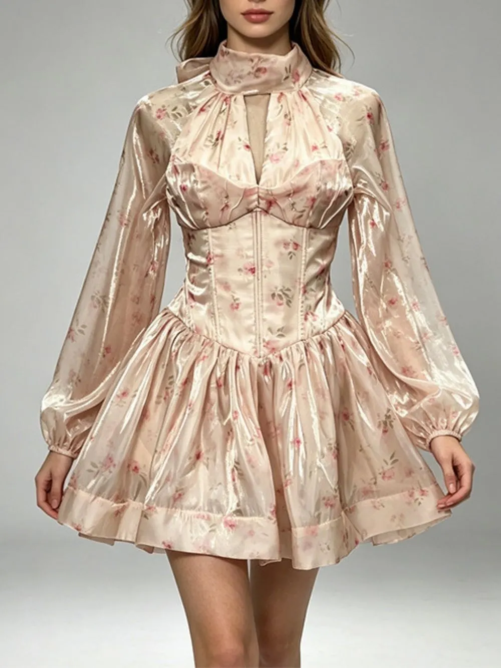Madilynn Floral Corset Long Sleeve Mini Dress