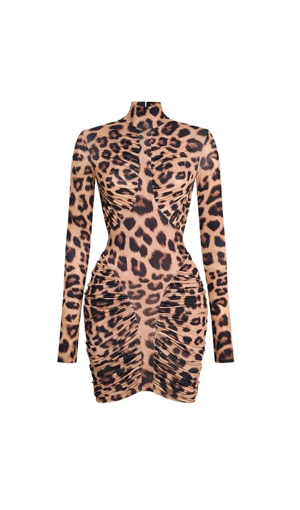 c53f9887837584e8b83bc55f59434eb4 Sabrina Backless Ruched Bodycon Mini Dress In Leopard