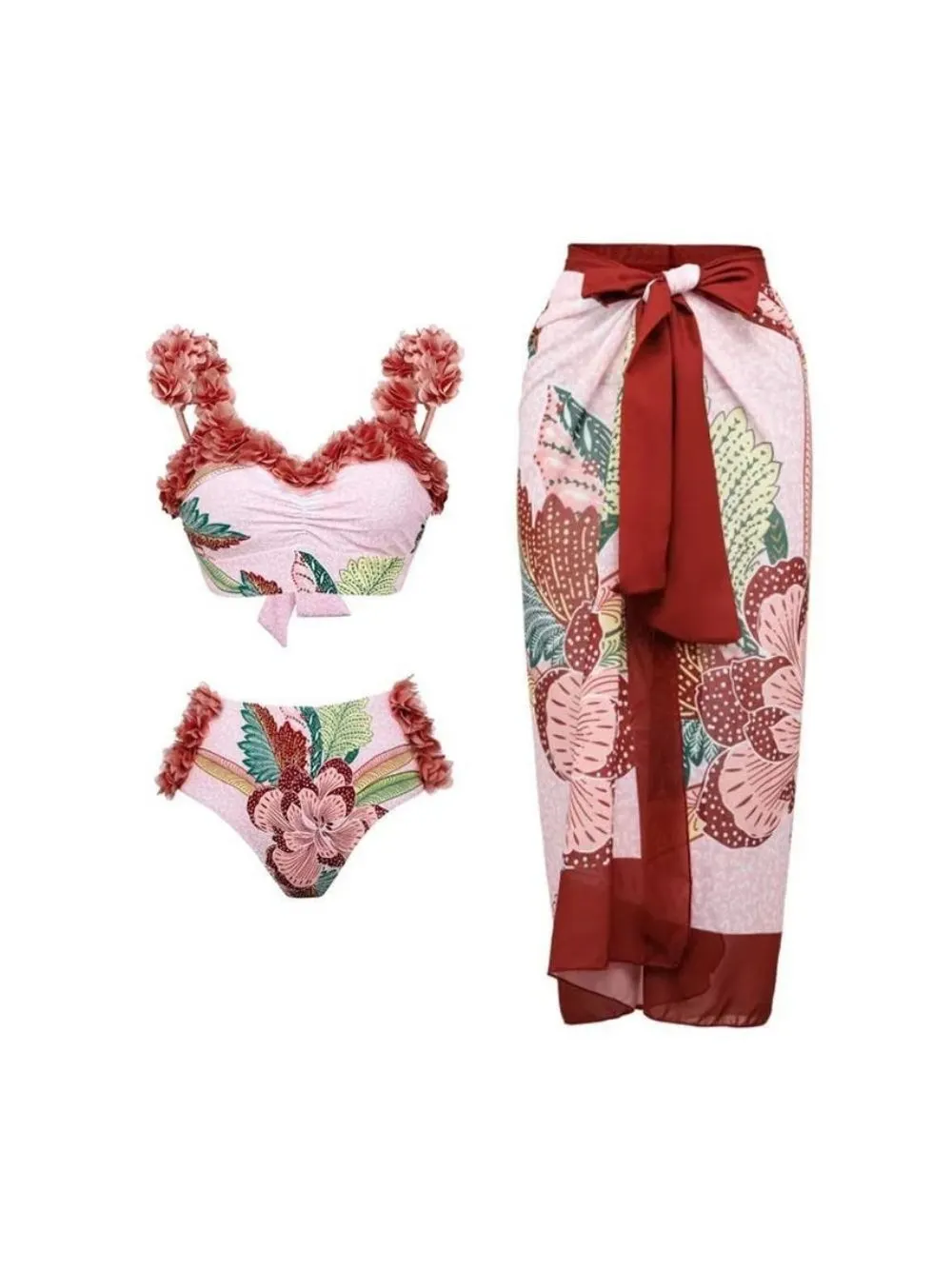 Madonna Printed Three-Piece Swimsuit