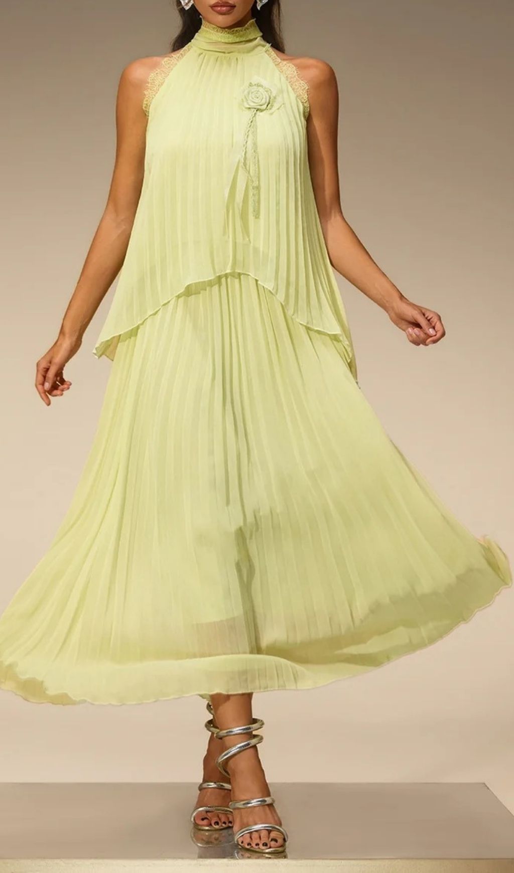 Virexo Flower Pleated Skirt Set
