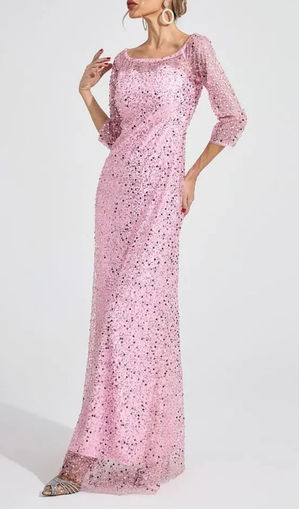 c5c97e7559bc9eec48e6e0991c578ee8 Sarah Pink Diamond Embellished Tulle Maxi Dress