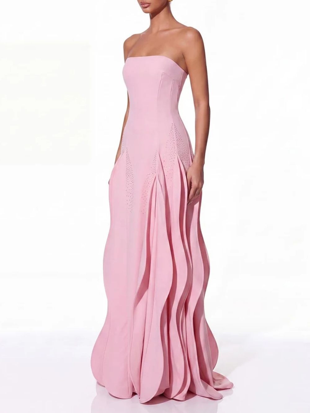 Noven Strapless Ruffle Maxi Dress