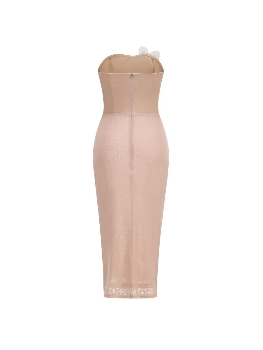 Malie Strapless Crystal Flower Embellished Midi Dress - OWNCI Malie Strapless Crystal Flower Embellished Midi Dress - OWNCI