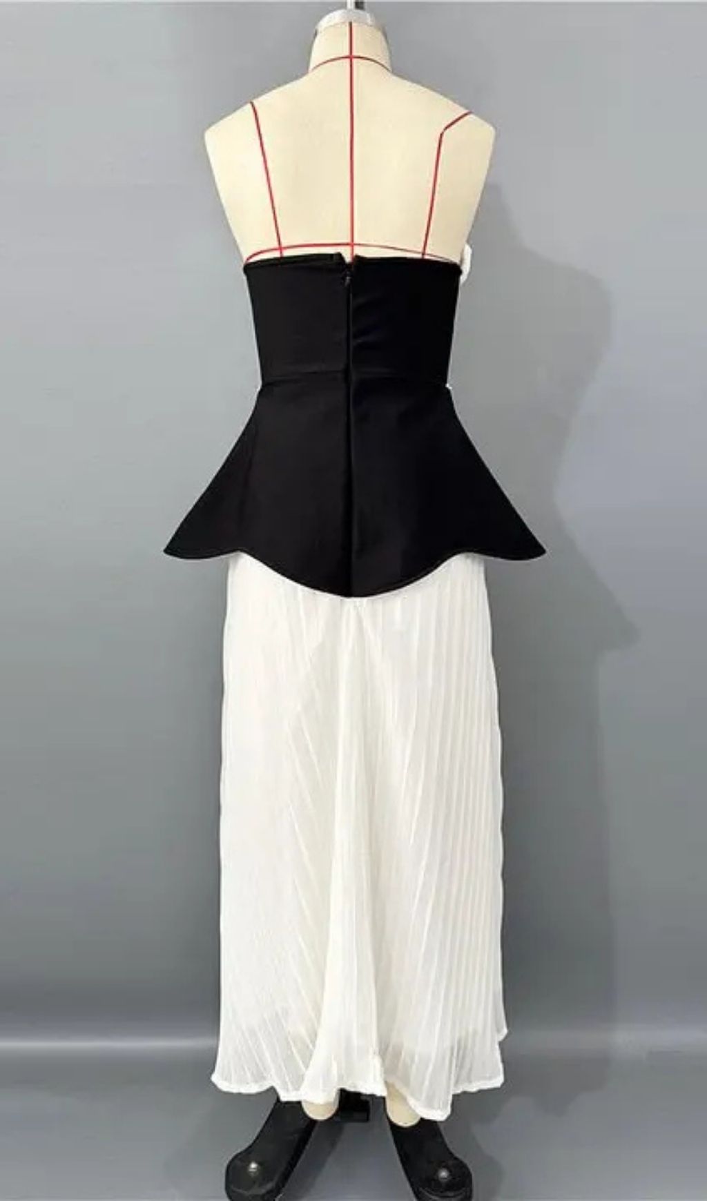 c704481cf05e08c985367382bae6ead9 Strapless 3D Rose Appliqué Peplum Maxi Dress