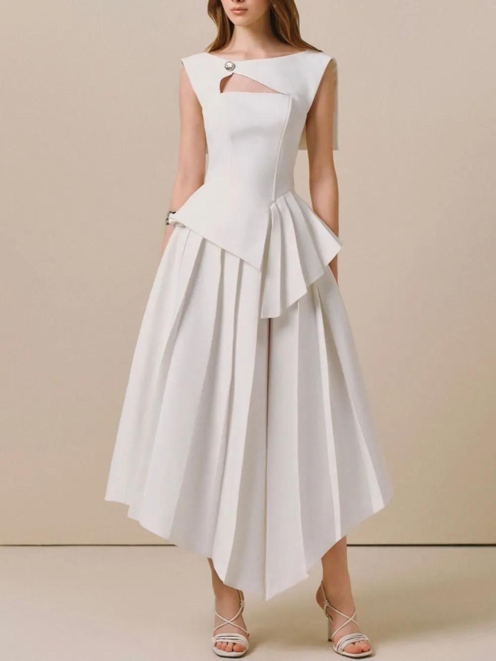 Mair Irregular Hem Midi Dress - OWNCI