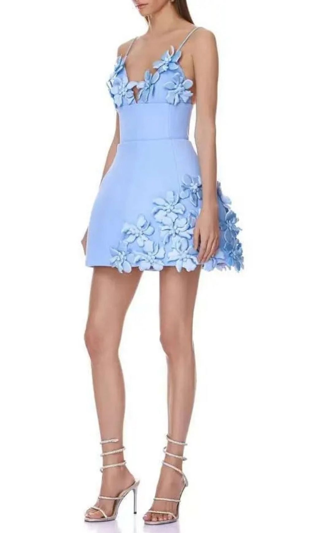 c7641ced66cde0d3fe8f0753420c649c Lyuba 3d Flower Embellished A-Line Bandage Mini Dress - Blue