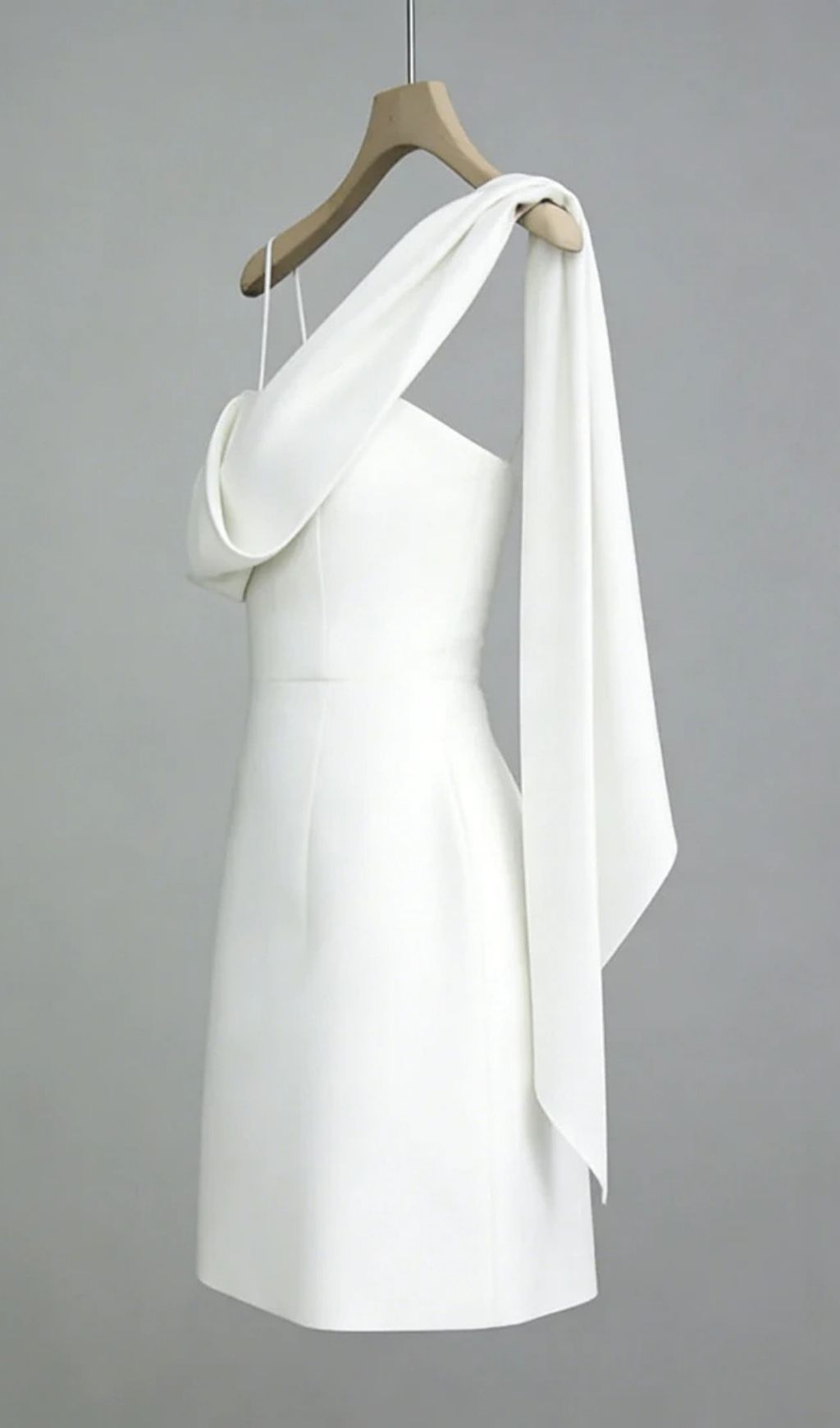 White Asymmetrical One-Shoulder Mini Dress - OWNCI White Asymmetrical One-Shoulder Mini Dress - OWNCI