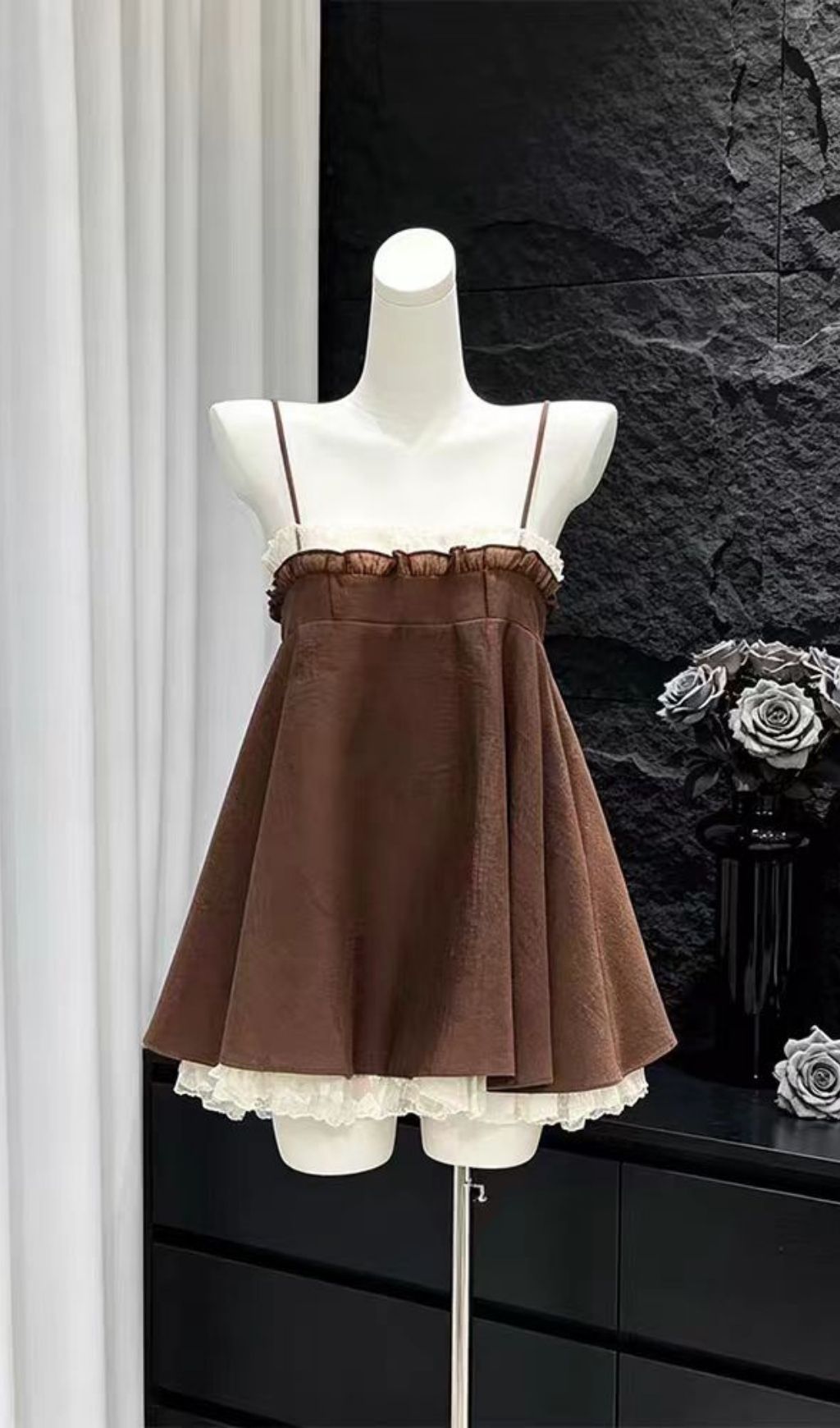 Fashionslee Women Lilibeth Chocolate Mini Dress