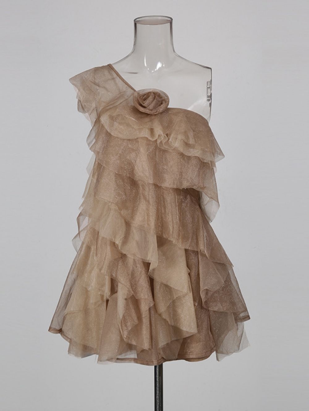 Madisyn One-Shoulder Flower Mini Dress - OWNCI