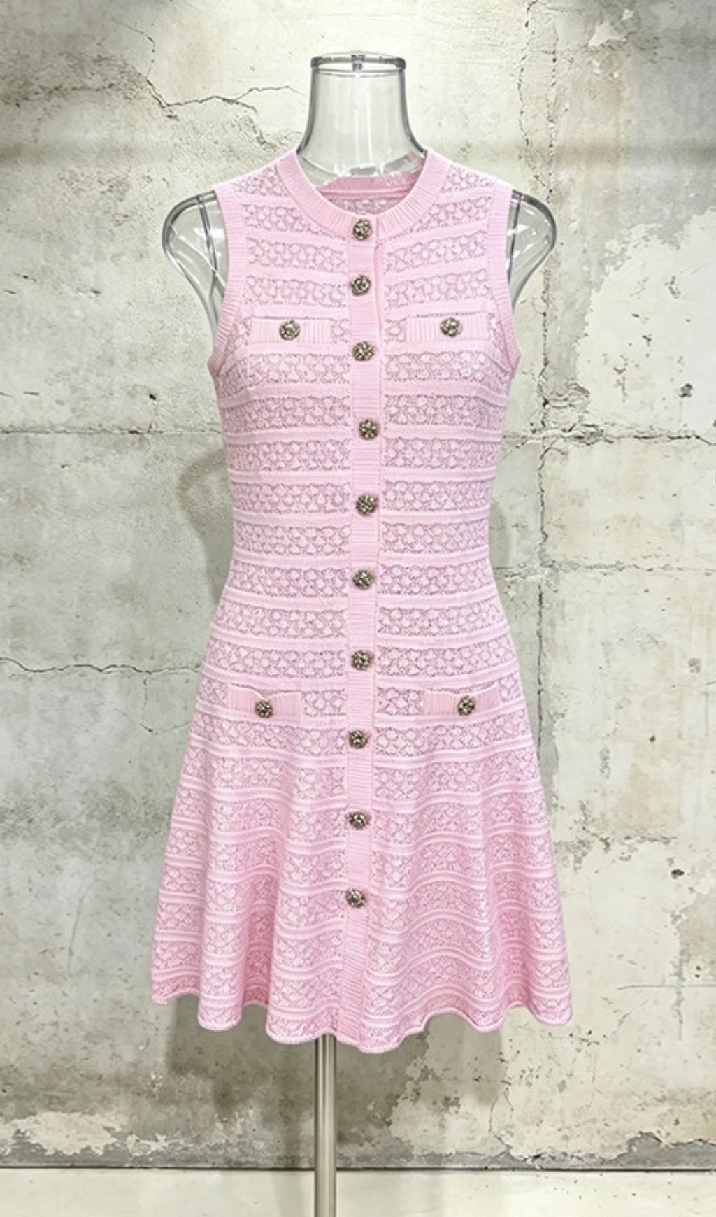 Fashionslee Women Leslie Pink Sleeveless Knit Mini Dress
