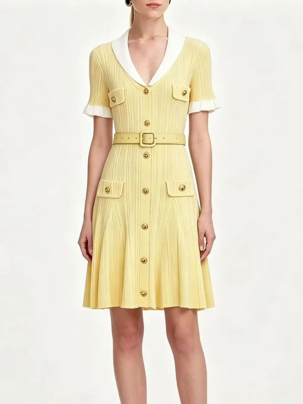 MADELINE YELLOW KNIT MINI DRESS FOR PARTIES - OWNCI MADELINE YELLOW KNIT MINI DRESS FOR PARTIES - OWNCI