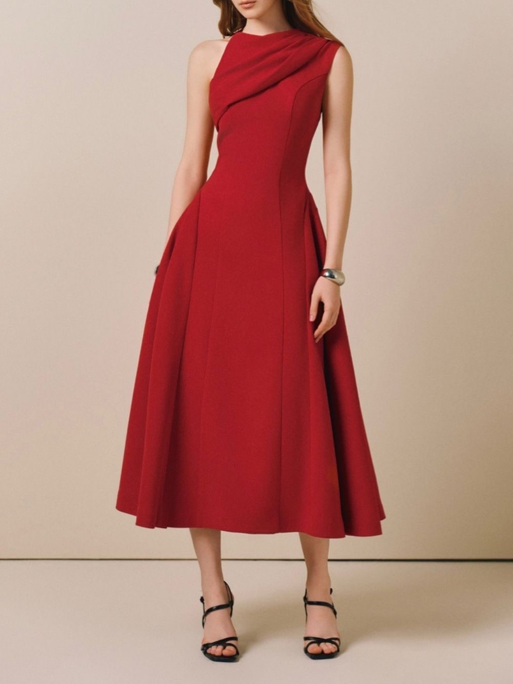 Maille Red Midi Dress - OWNCI