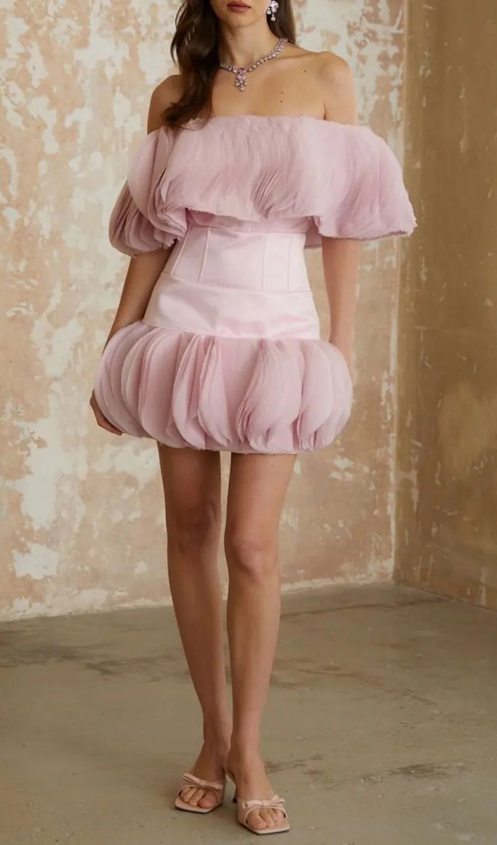 Helen Ruffled Strapless Mini Dress In Pink