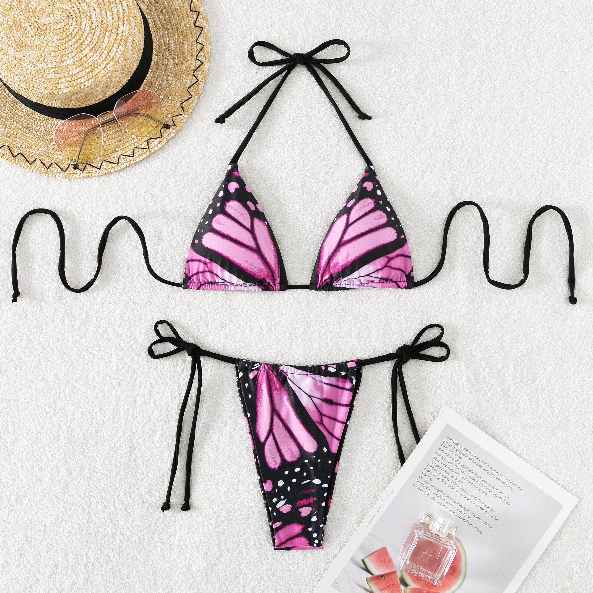 Fashionslee Women Lefty Pink Printed Bikini Two-Piece Set