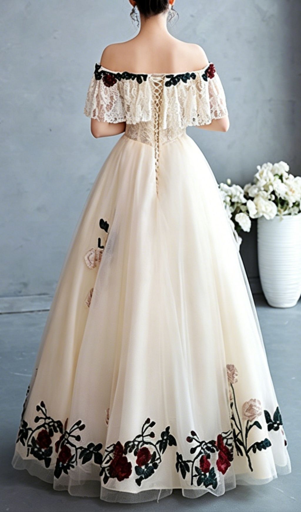 c94d25bfebc21a70c67363170cab7290 Kumani Flower Lace Mesh Maxi Dress