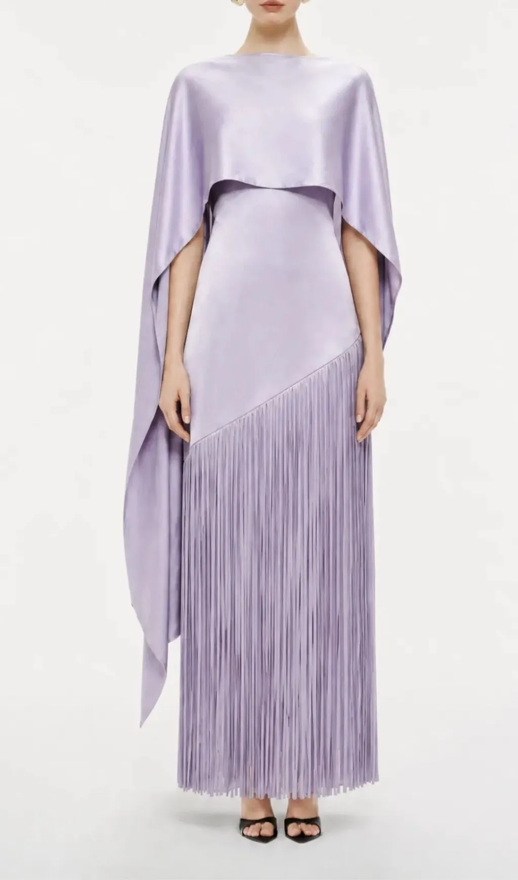 Fashionslee Women Maaike Strapless Tassel Maxi Dress With Cape