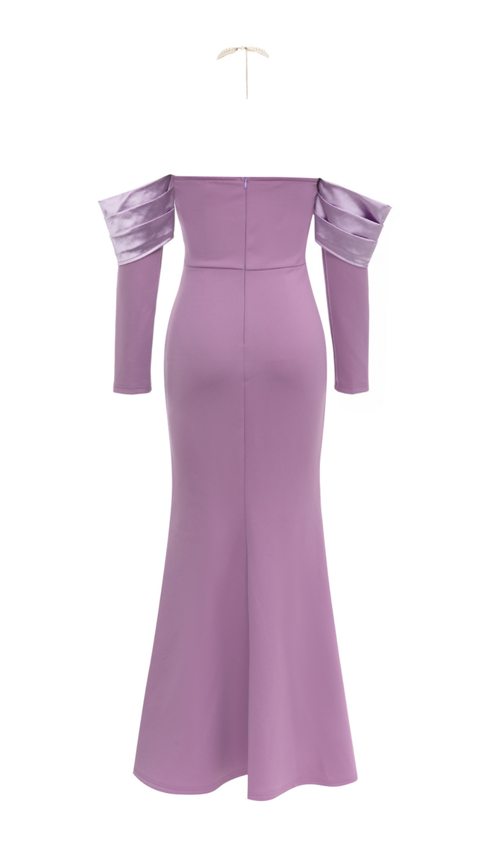 Boomer Purple Pearl Halter Long Sleeve Maxi Dress