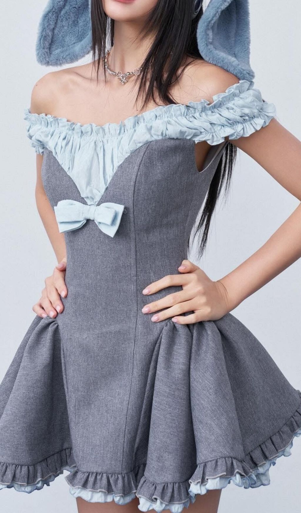 Fashionslee Women Liloo Off-Shoulder Bow Mini Dress