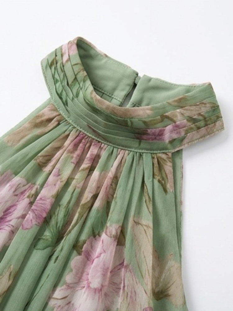 cb6b031d7aa76252c38de3c14bdd9e64.jpeg Fashionslee Women Green Floral Chiffon Halter Maxi Dress