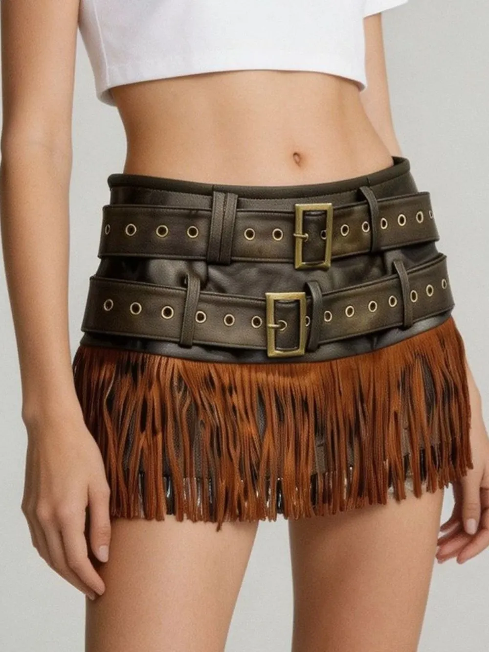 Mallie Belt Tassel Mini Skirt - OWNCI