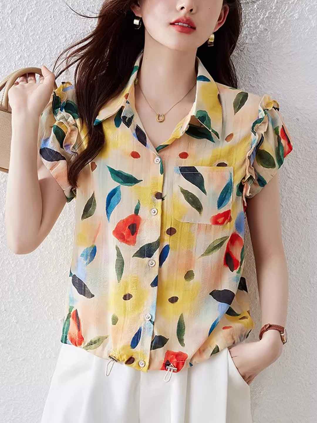 cdadaed163d5f714cd70807ffed6408d Odelia Casual Polo Floral Printed Shirt