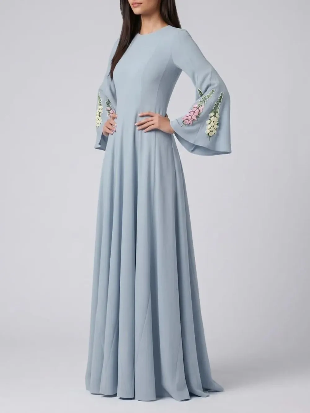 Vestra Flared Sleeve Flower Maxi Dress
