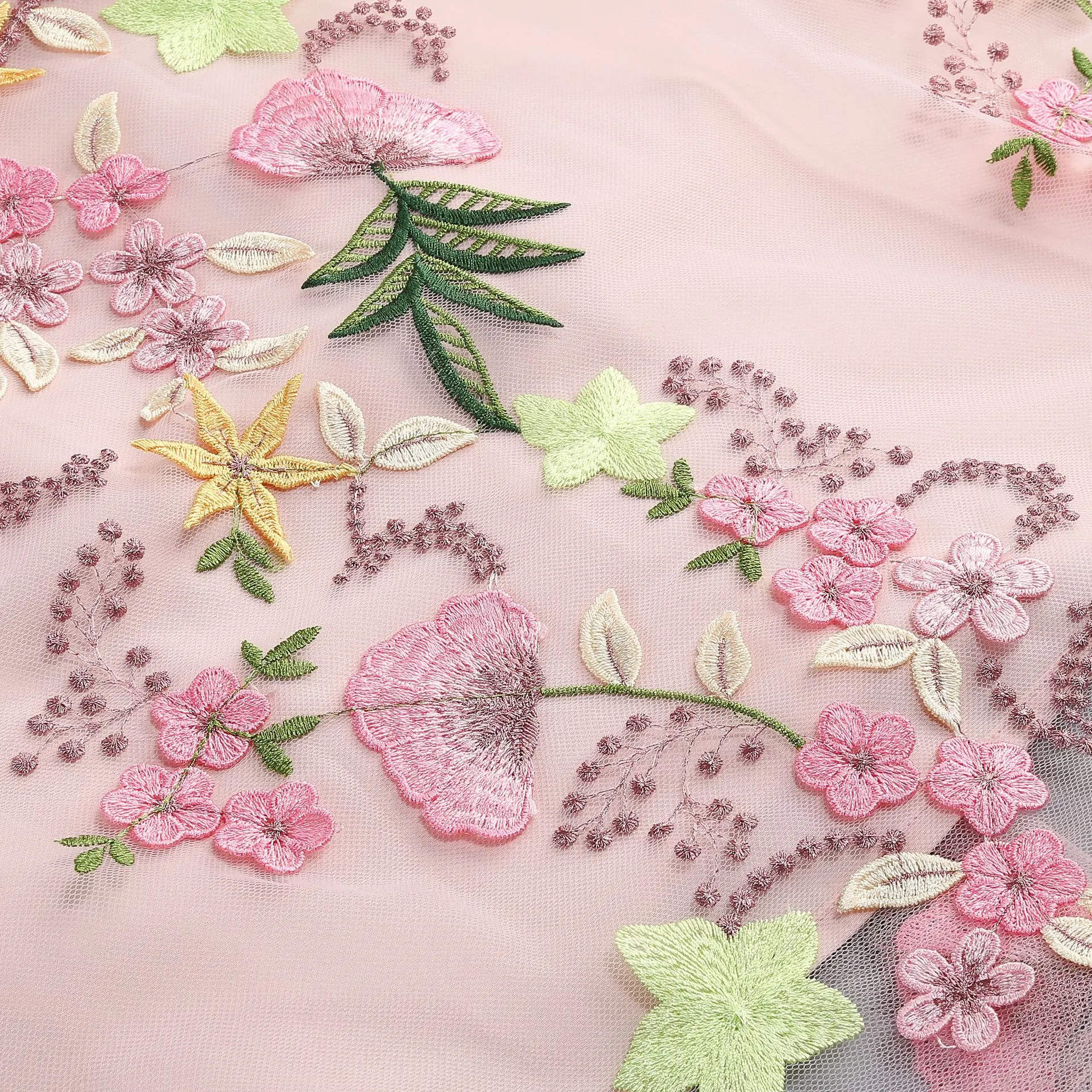 Makani Pink Flower Embroidery Midi Dress - OWNCI Makani Pink Flower Embroidery Midi Dress - OWNCI