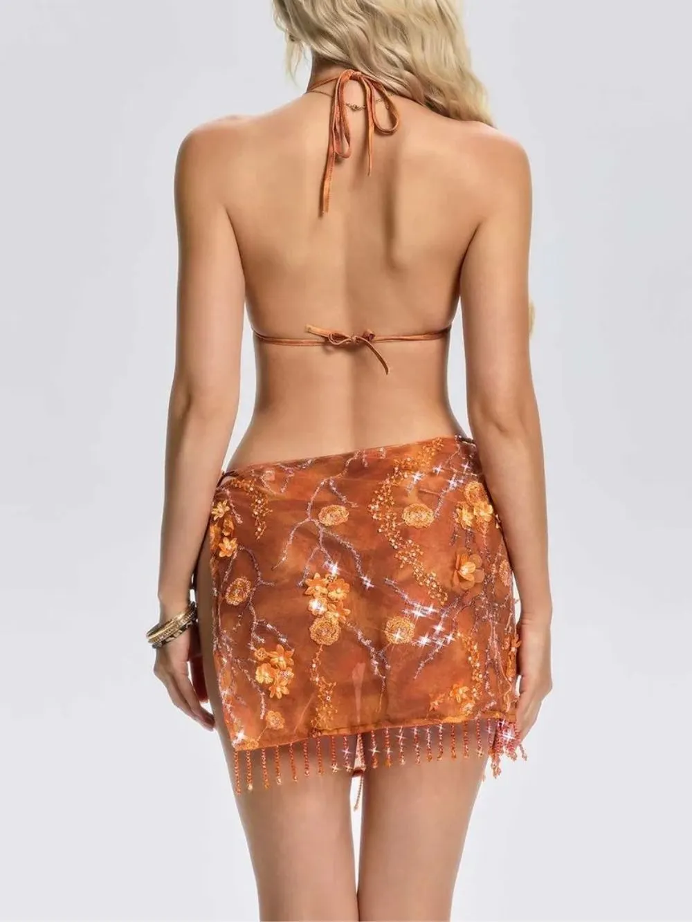 Tavoris Flower Sequin Fringe Skirt Set - OWNCI