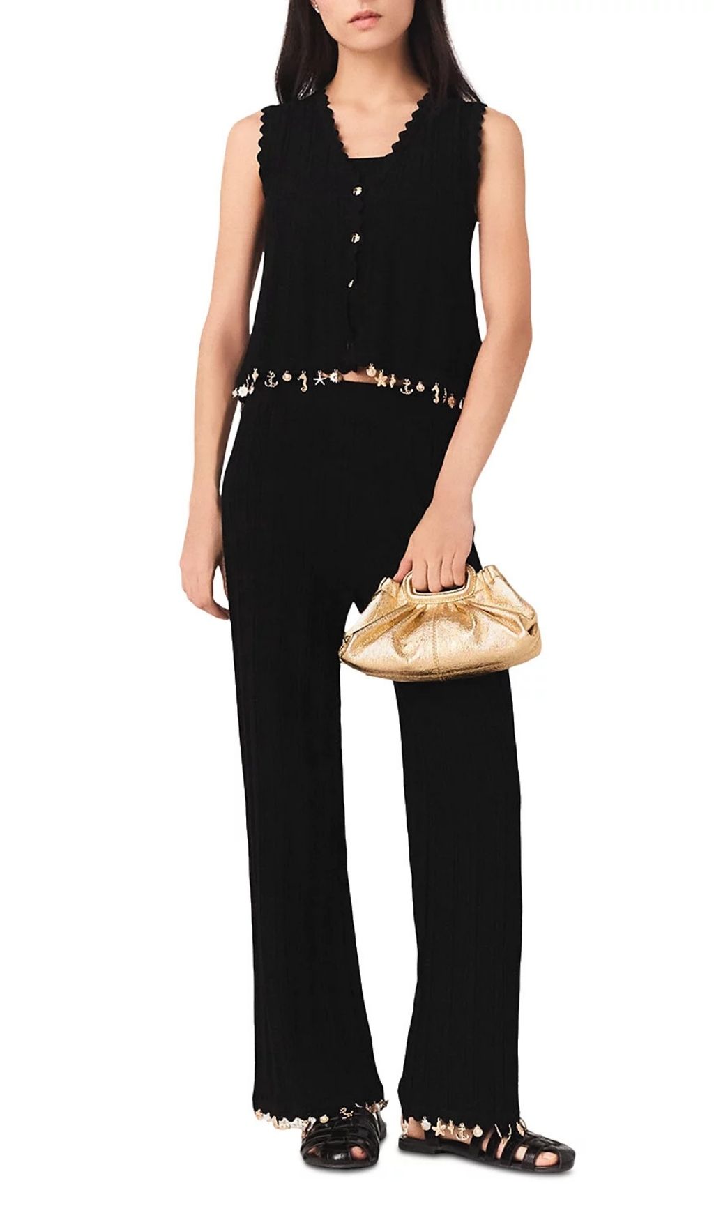 Fashionslee Women Pishella Jeweled Knit Pants