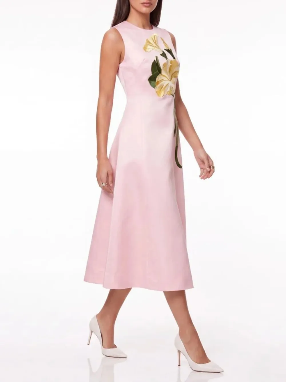 Daryne Sleeveless Flower Midi Dress