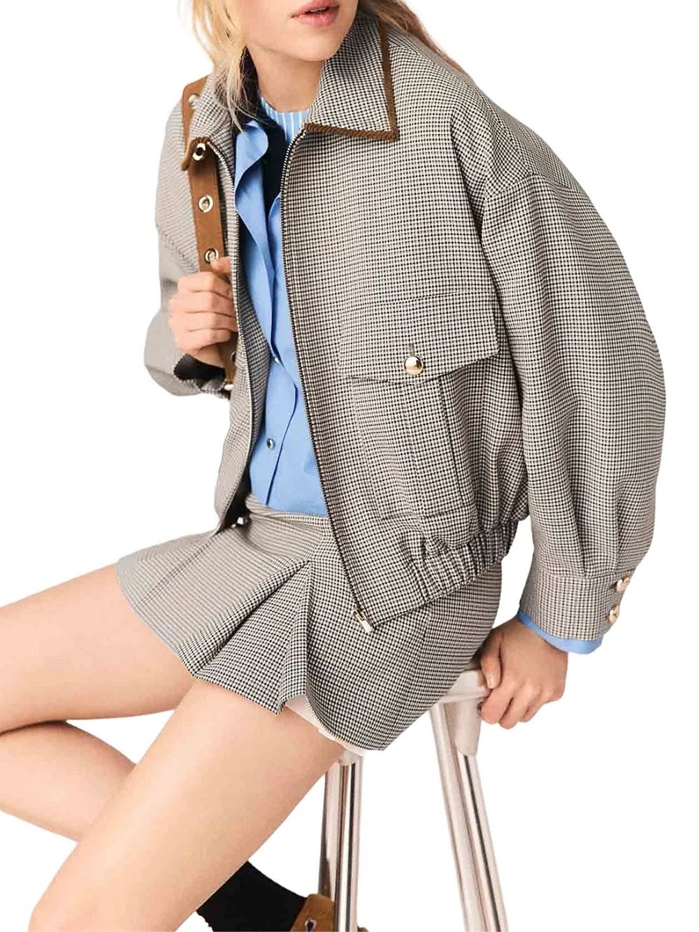 Checked Bomber Jacket